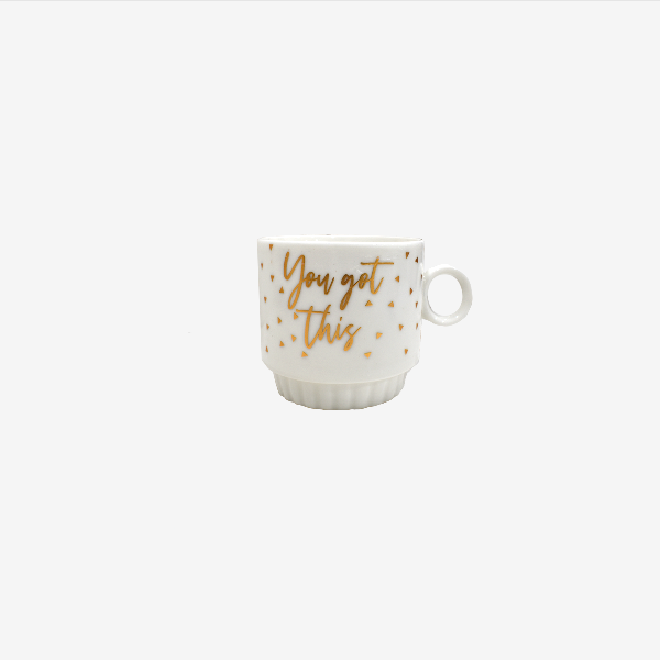 Ceramic cup set with iron stan 4PCS 250ML 8*7.5CM