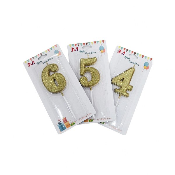 Party Candles Star Wax Number '3'- Gold