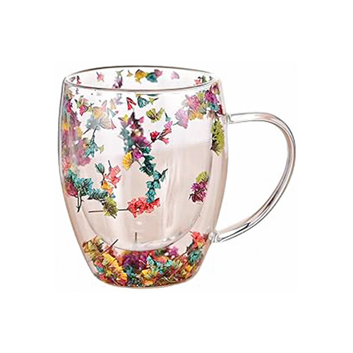 Preserved Floral Double Wall Insulated Glass- 350 ML 2 Pieces Set
