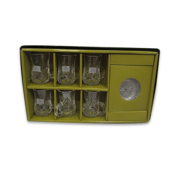 Glass Tea Cup and Saucer Set- 6pcs