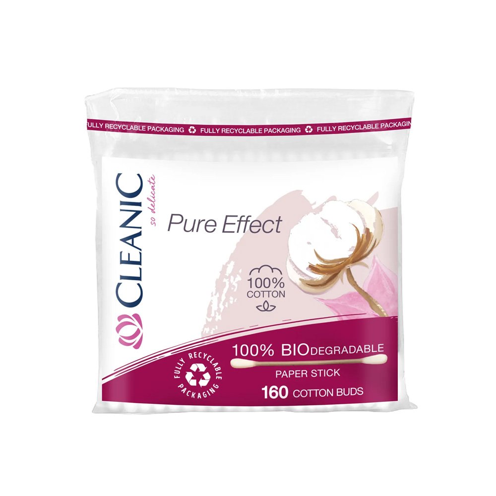 Cleanic Pure Effect Biodegradable Cotton Buds- 160 Pieces