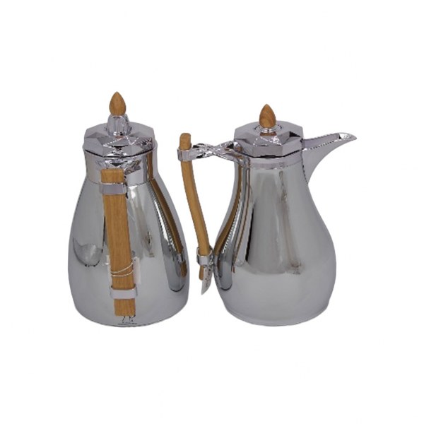 "Stainless Steel with Wooden Handle Set- Silver, 2pcs"