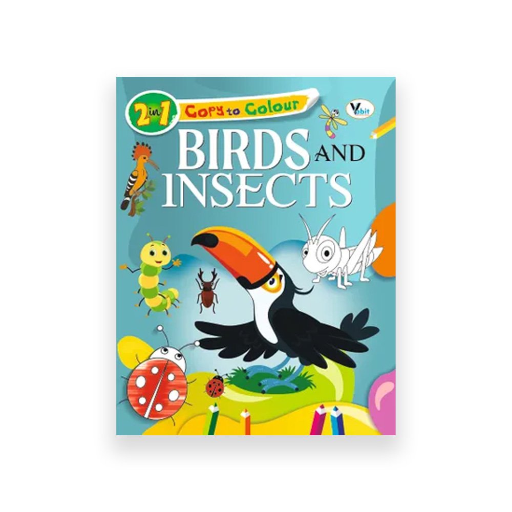 2-In-1 Copy to Colour: Birds and Insects Activity Book for Kids