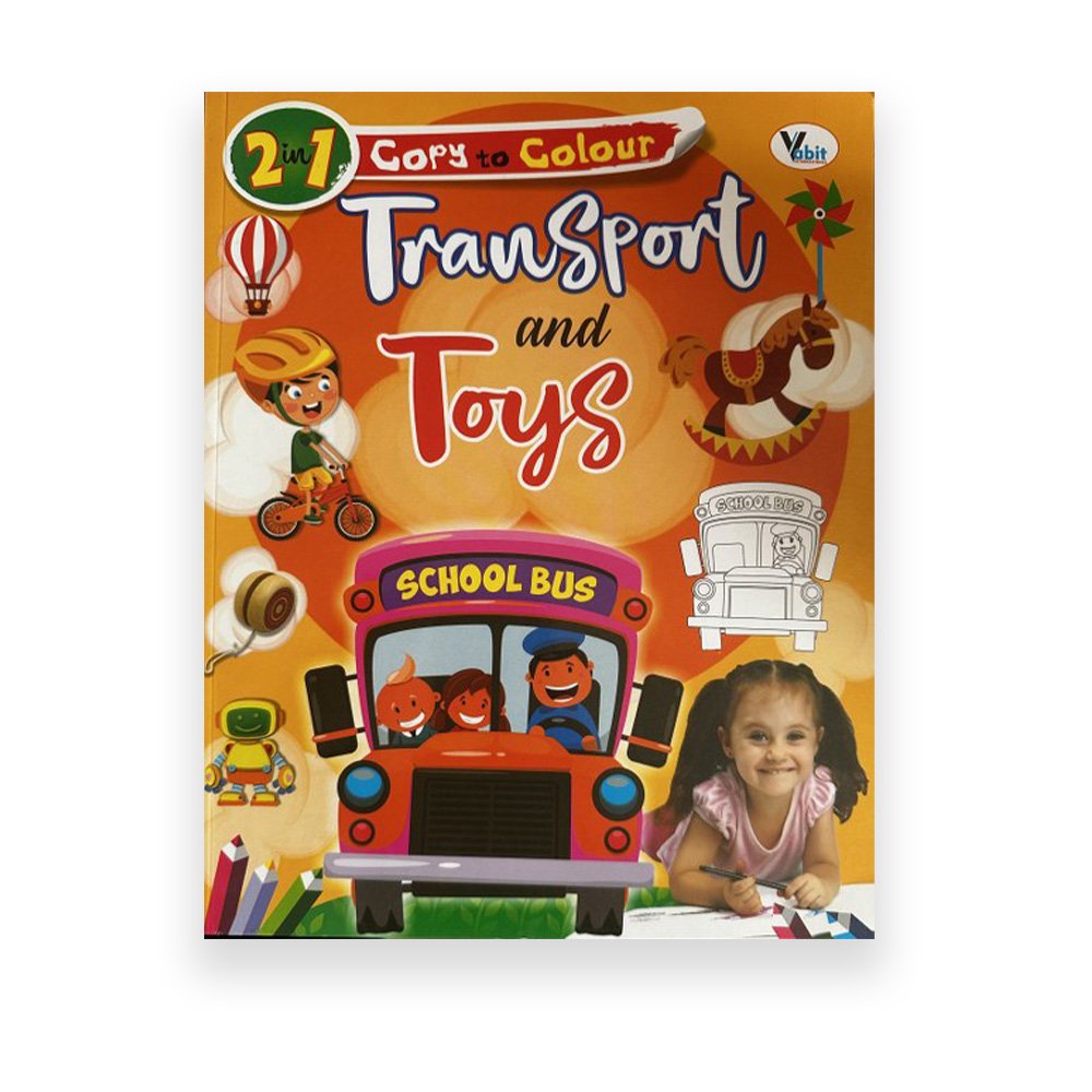 2-In-1 Copy to Colour: Transport and Toys Activity Book for Kids