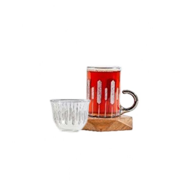 "Qahwa, Tea Cup and Wooden Saucer Set"