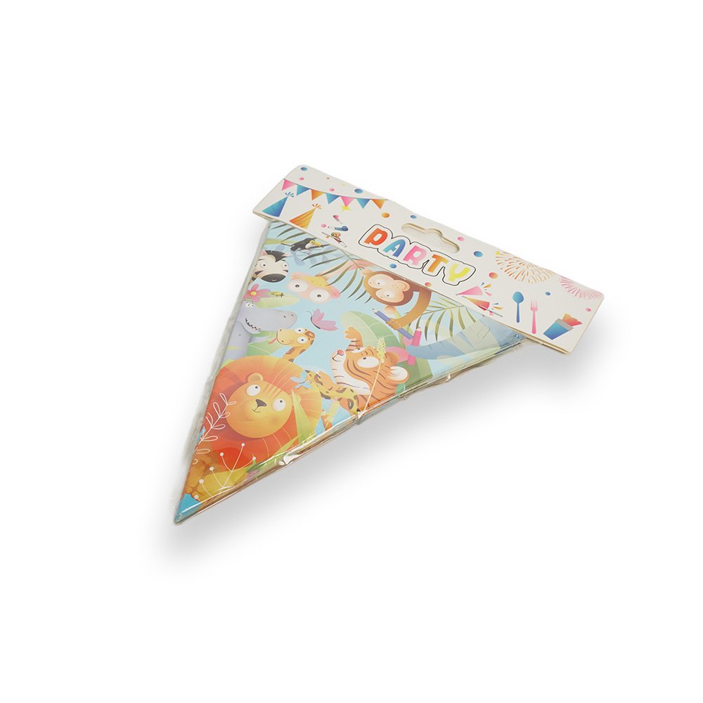 "Jungle Paper Bunting Set, Safari Animal Design, 16x18cm 3m, 12 Pieces"