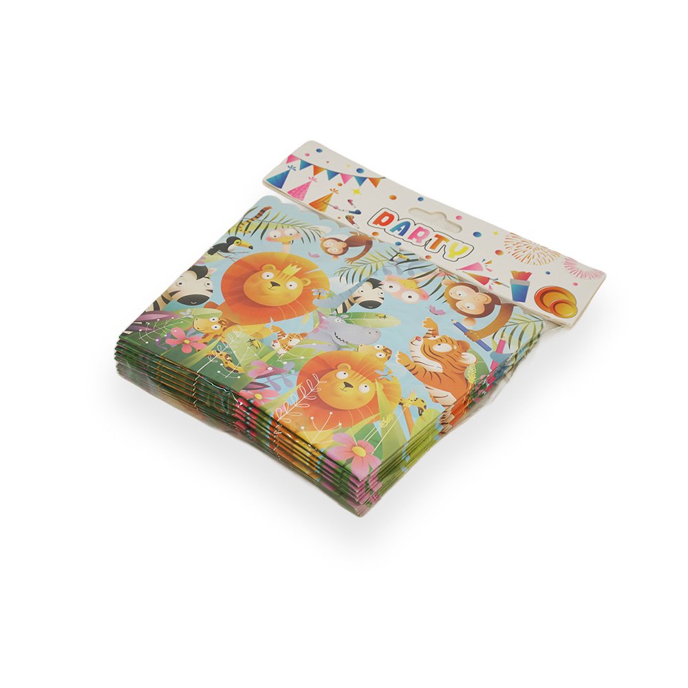 "Jungle Popcorn Box Set, Safari Animal Design, 9x9x14cm, 10 Pieces"