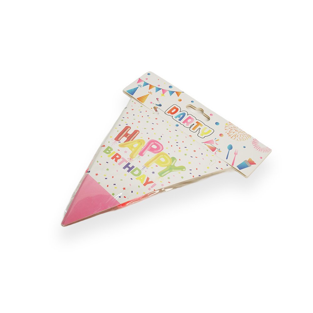 "Happy Birthday Paper Bunting Set, Pink, 16x18cm 3m, 12 Pieces"