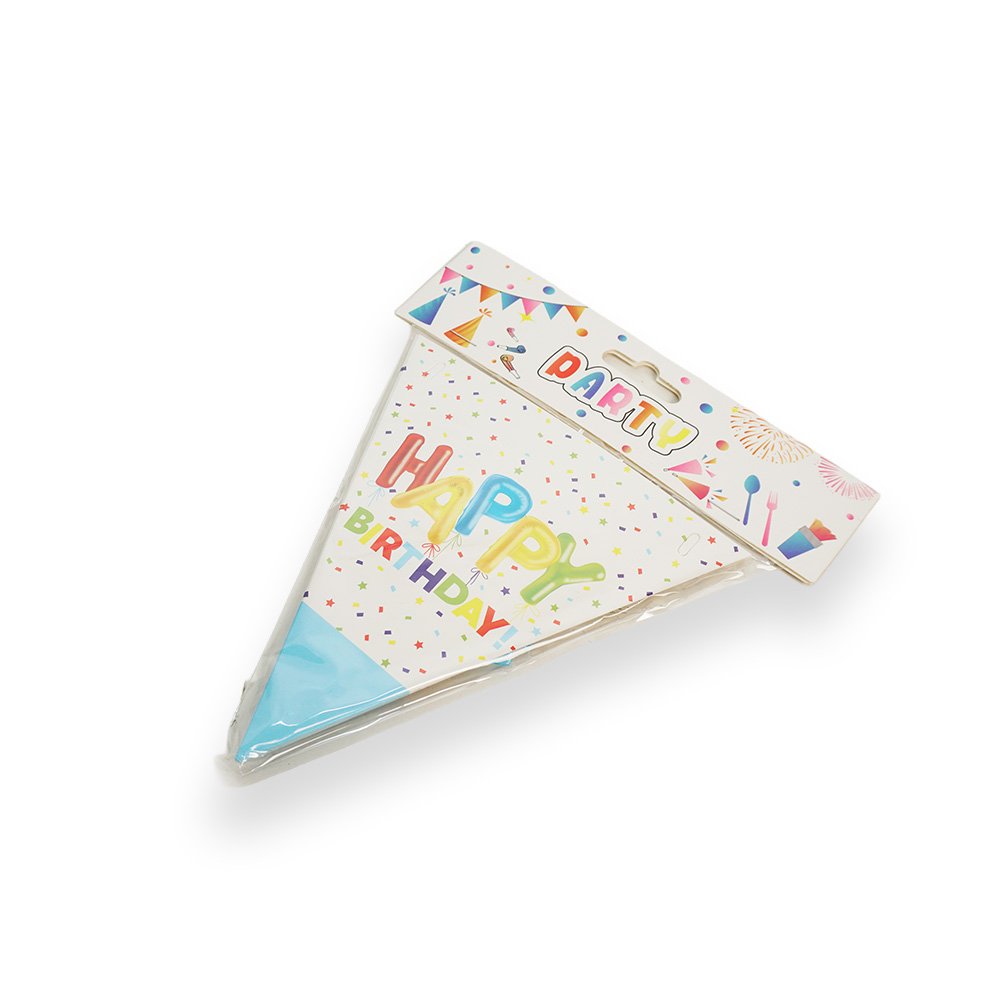 "Happy Birthday Paper Bunting Set, Blue, 16x18cm 3m, 12 Pieces"
