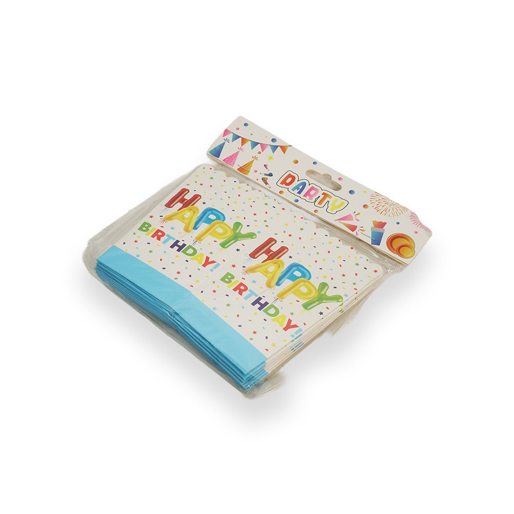 "Happy Birthday Popcorn Box Set, Blue, 9x9x14cm, 10 Pieces"