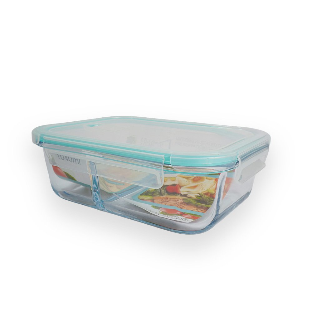 Two Compartment Glass Storage Box 19x14x6cm