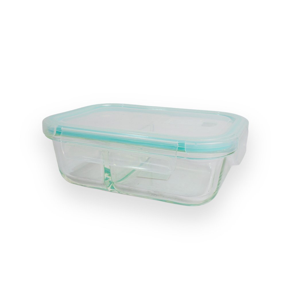 Two Compartment Glass Storage Box 16.5x12x5.5cm