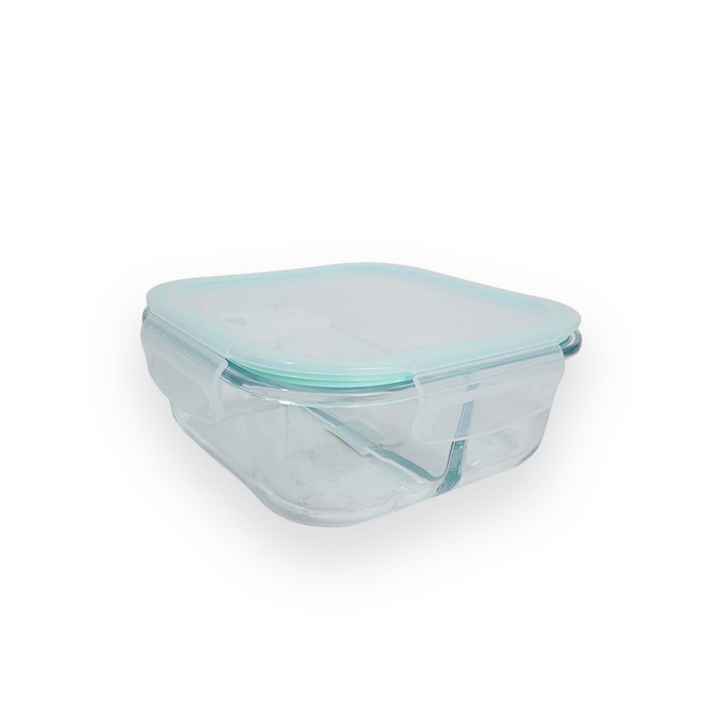 Two Compartment Square Glass Storage Bowl 17.5x7cm