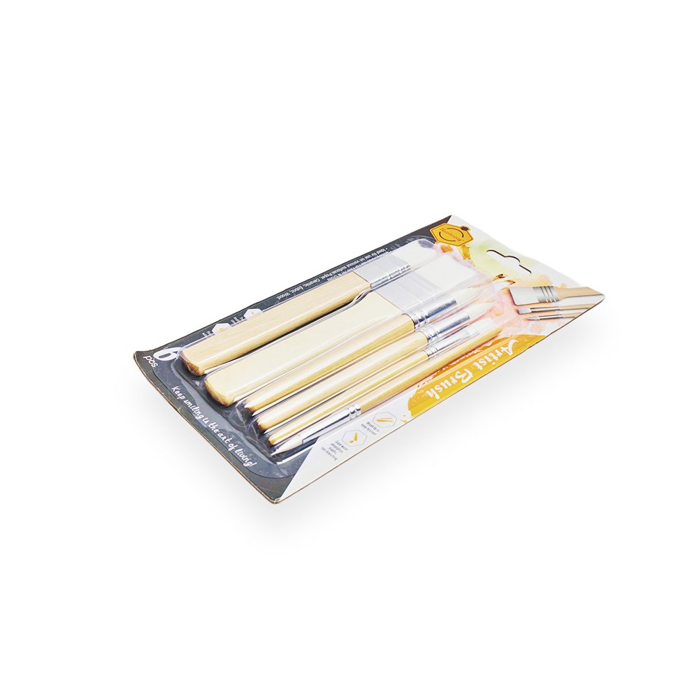 Keep Smiling Wooden Painting Brush Set 6 pieces
