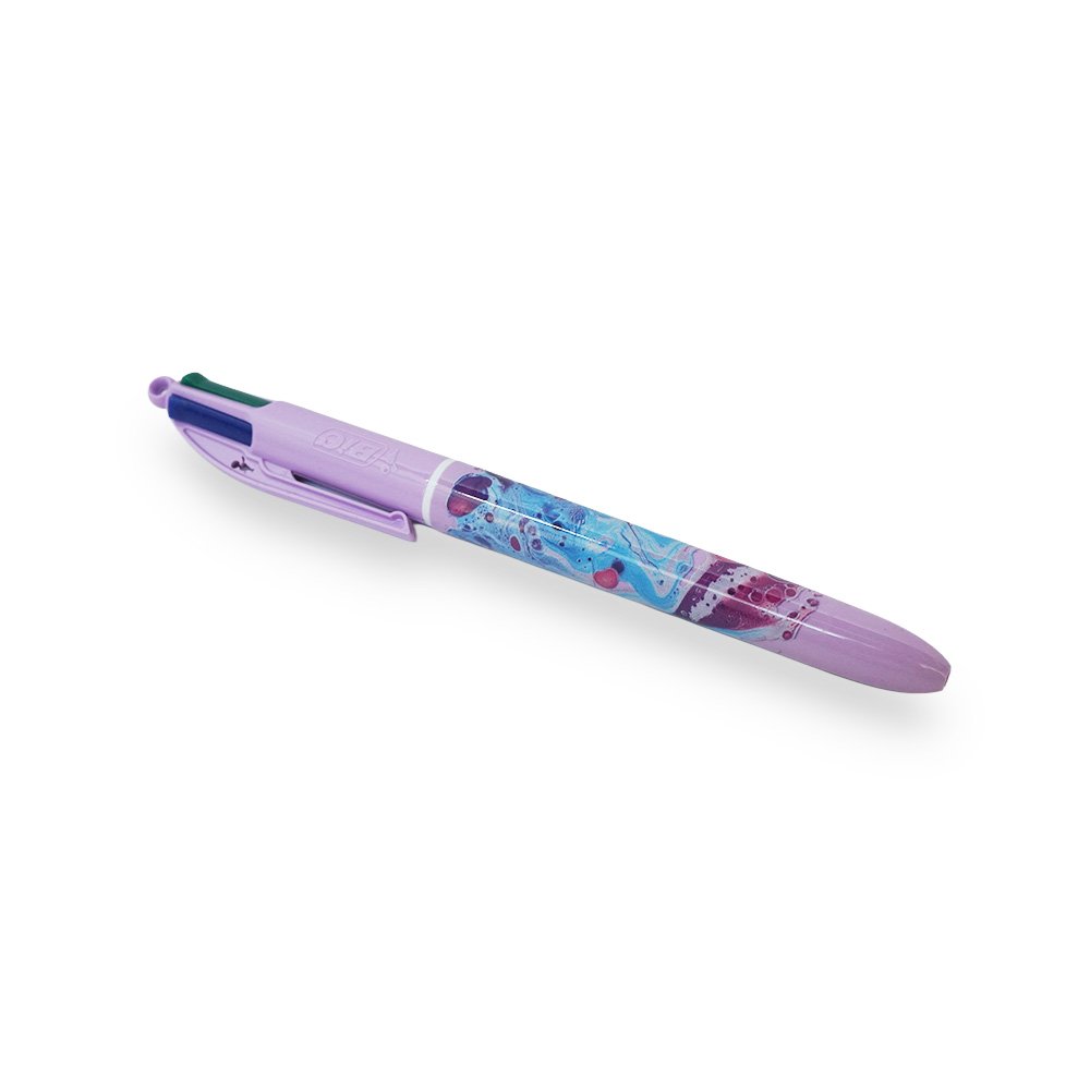 "BIC 4 Color Marble Pattern Pen, Purple"