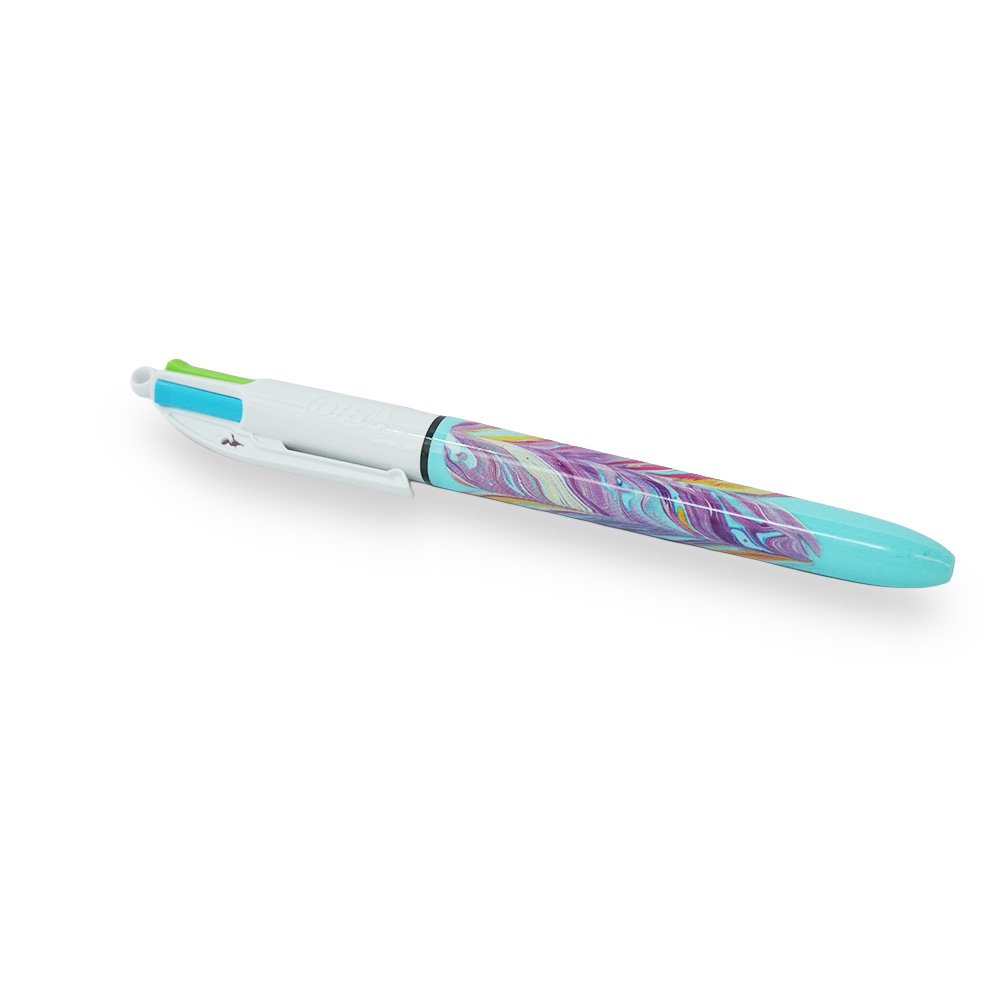 "BIC 4 Color Swirl Design Pen, White"