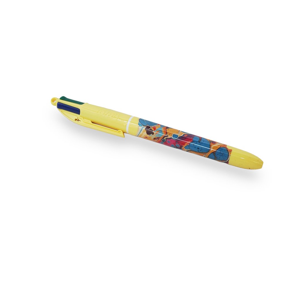 "BIC 4 Color Geometric Pattern Pen, Yellow"