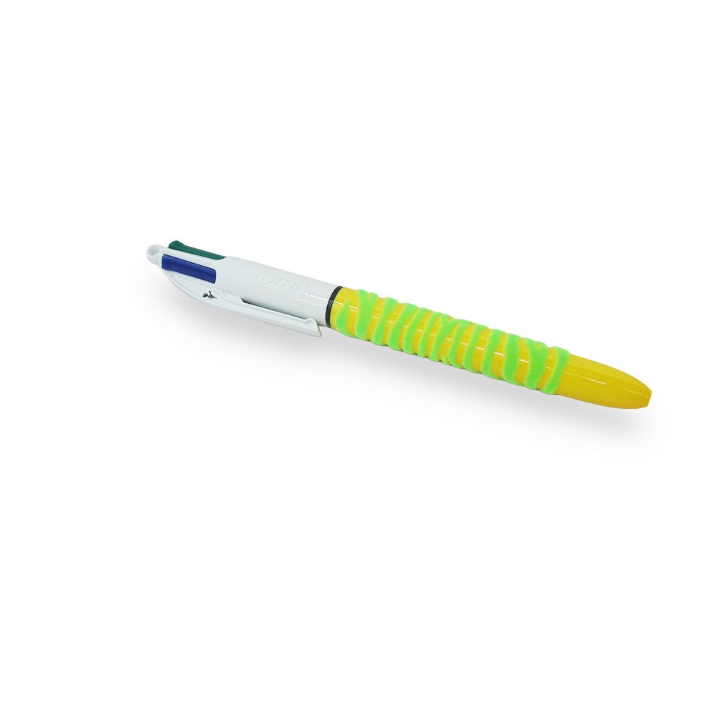 "BIC 4 Color Striped Design Pen, Yellow"