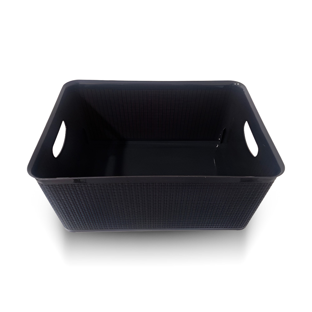 Plastic Storage Basket with Handles- Graphite, 5.2 Liters