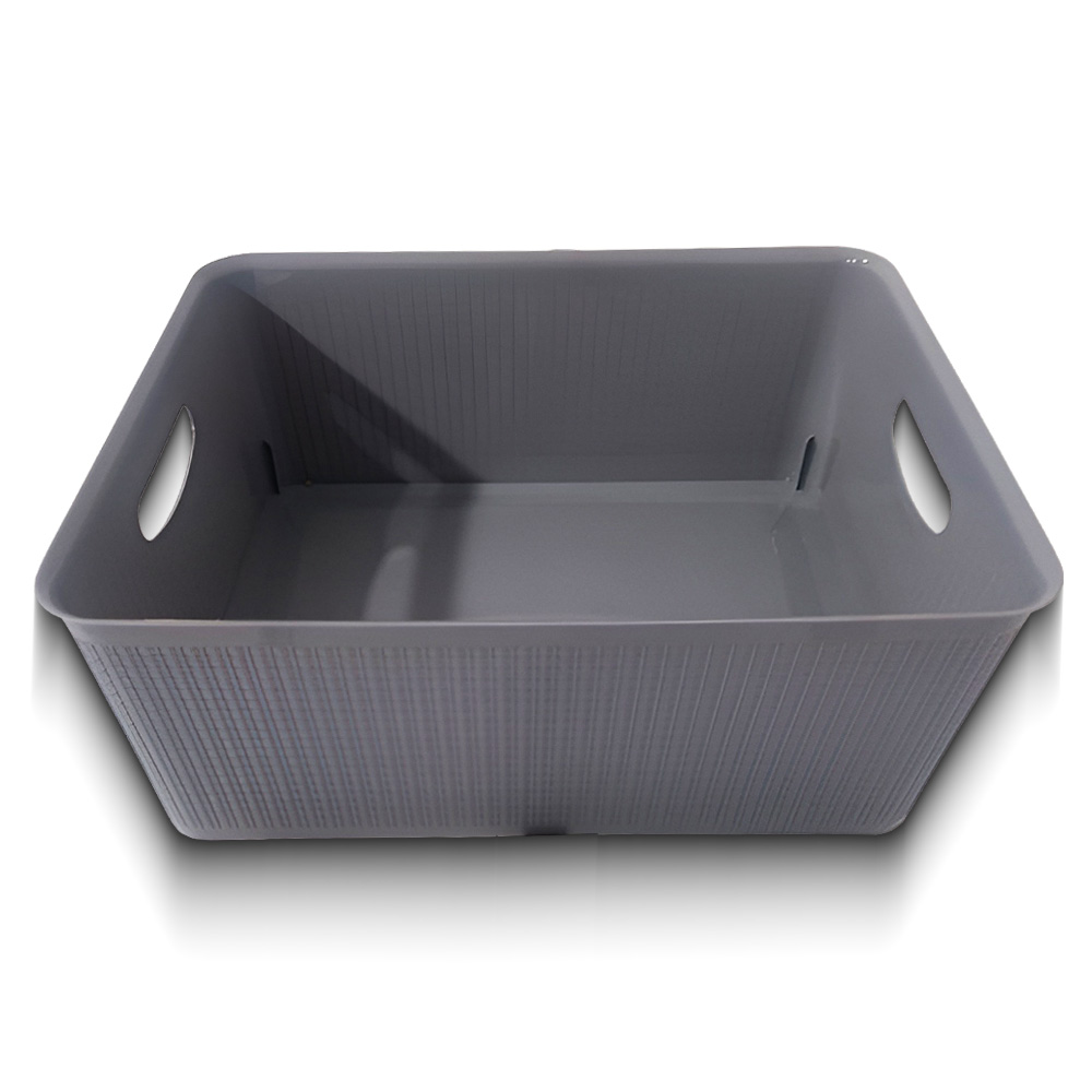 Plastic Storage Basket with Handles- Grey, 10 Liters