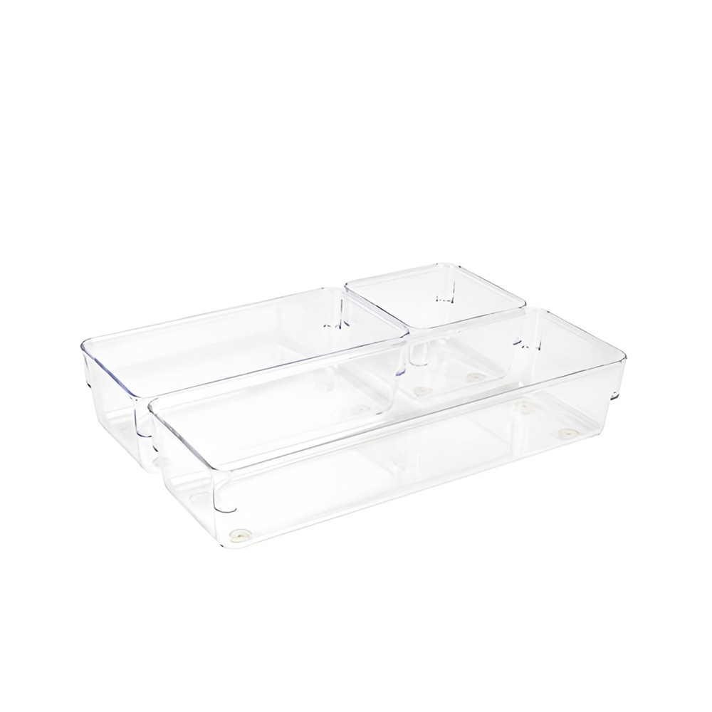 Clear Plastic Drawer Organizer Set- 3 Pieces