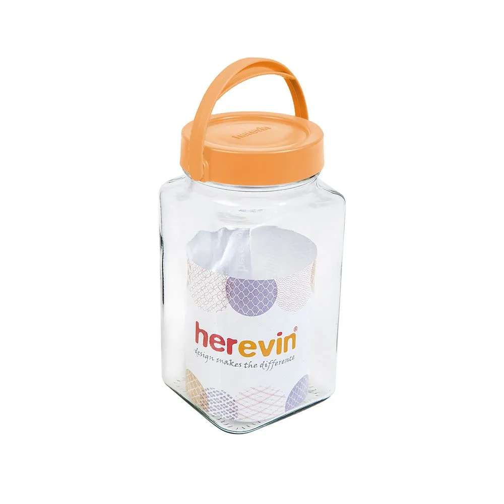 Herevin Glass Storage Jar- Square, 1.5 Liters