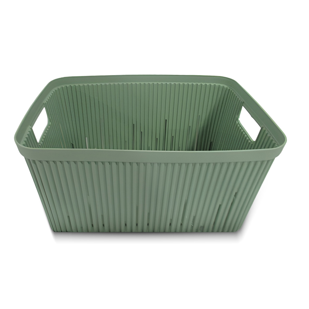 Herevin Ribbed Storage Basket- Green, 18 Liters