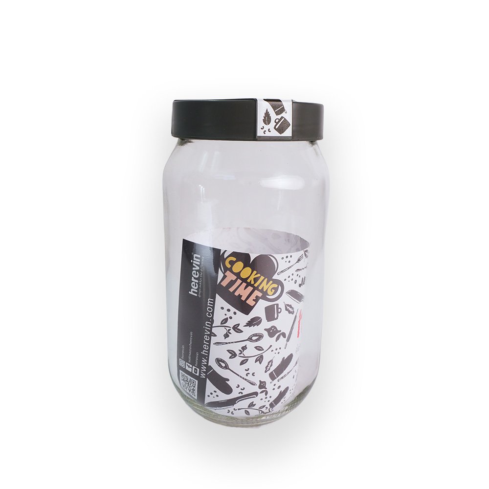 Herevin Botanical Printed Glass Jar 1 Liters