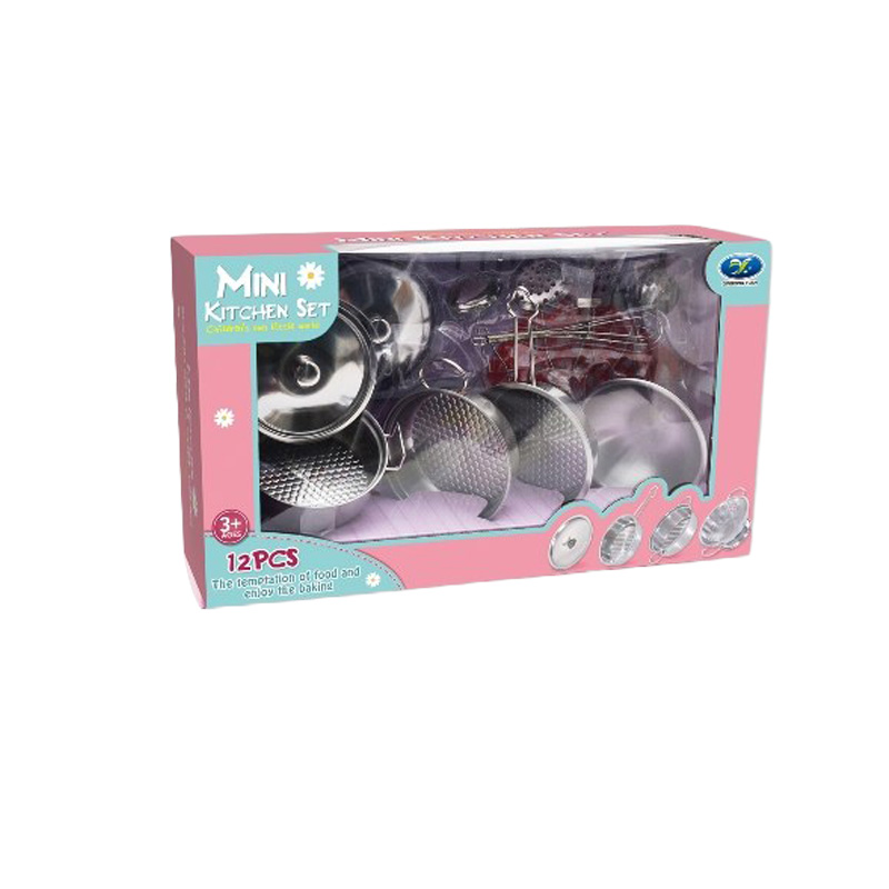 Children'S Own Little World Mini Kitchen Set- 12-Piece Stainless Steel Cookware