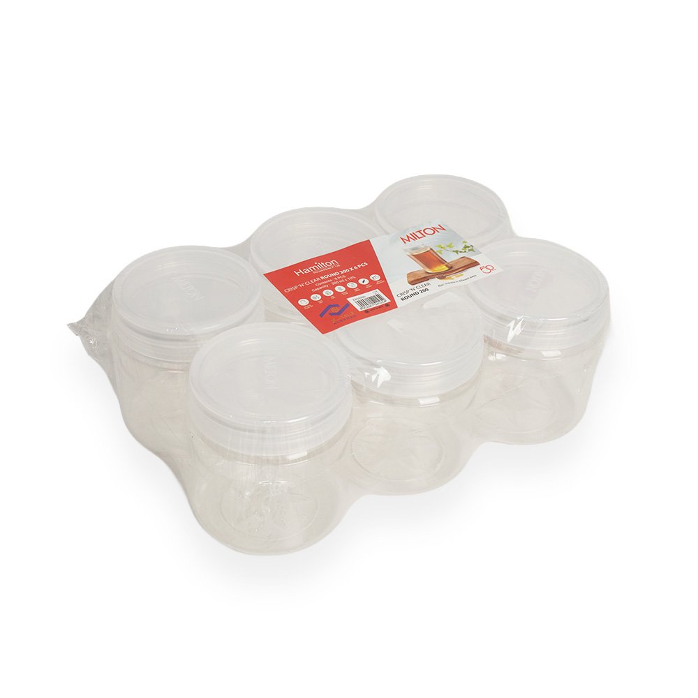Milton Clear Plastic Kitchen Storage Jars 200Ml 6 Pieces