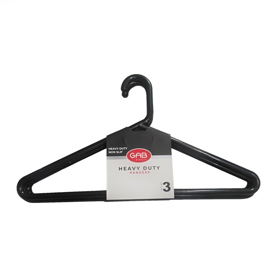 GAB Home Heavy Duty Hangers- Black, 3 Pieces