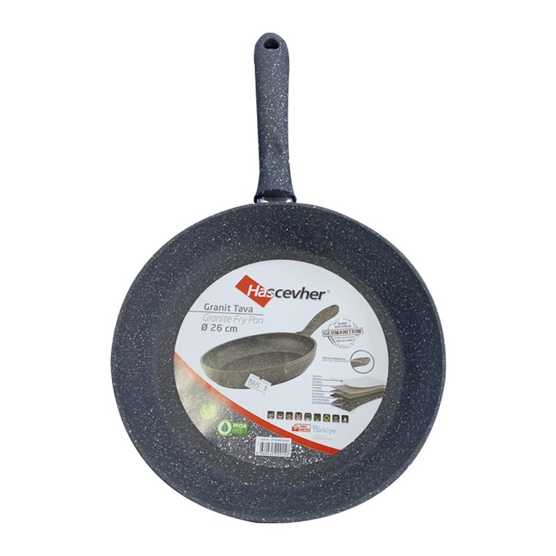 "Hascevher Tava Non-Stick Granite Frying Pan- Grey, 26cm"