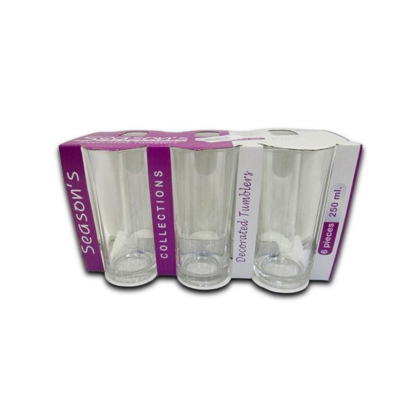 Season's Collection Decorated Glass Tumblers Set- 6pcs