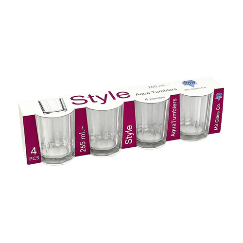 "Style Aqua Tumblers- 265ml, 4 Pieces"