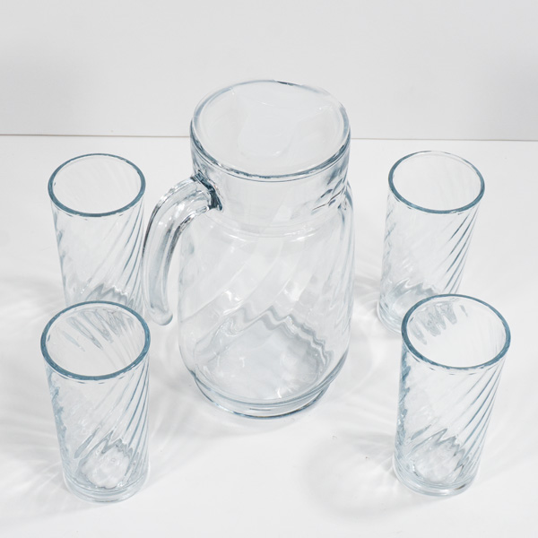 Dalia Decorated Glassware Set ? Pitcher with 4 Glasses