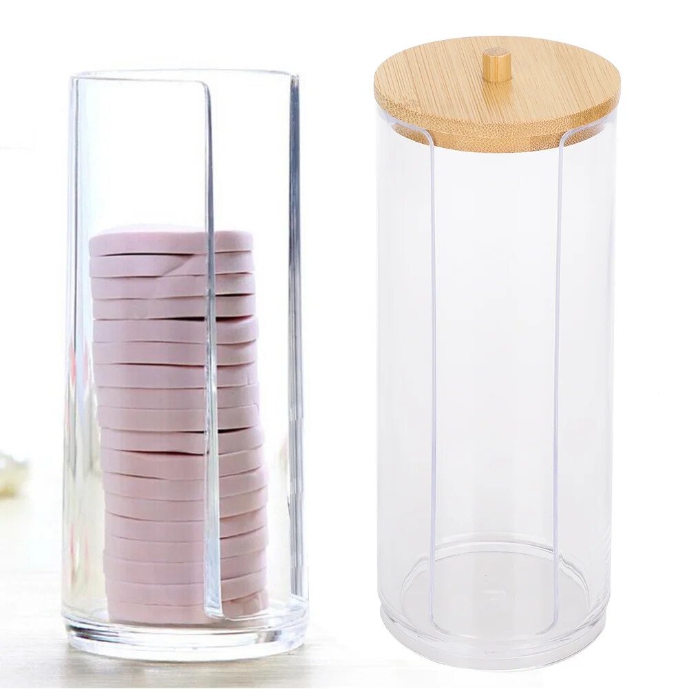 Acrylic Cosmetic Organizer- Wooden Lid
