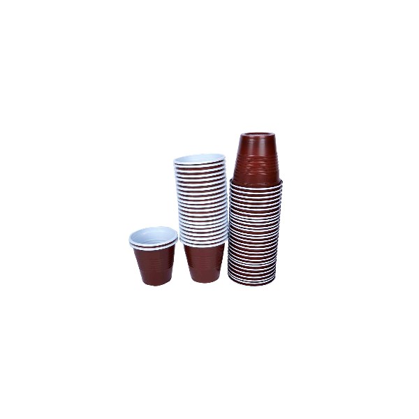 Raha Coffee Cup Plastic Brown//White 4Oz. 50 pcs