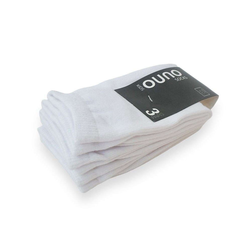 "Ouno Children Cotton Socks Set, White, 3 Pairs"