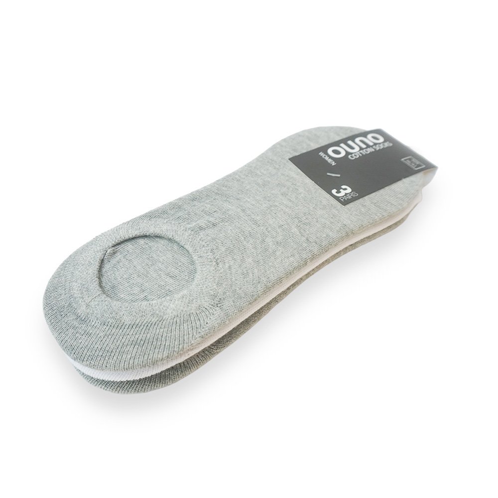 "Ouno Women Cotton Socks Set, Grey, 3 Pairs"
