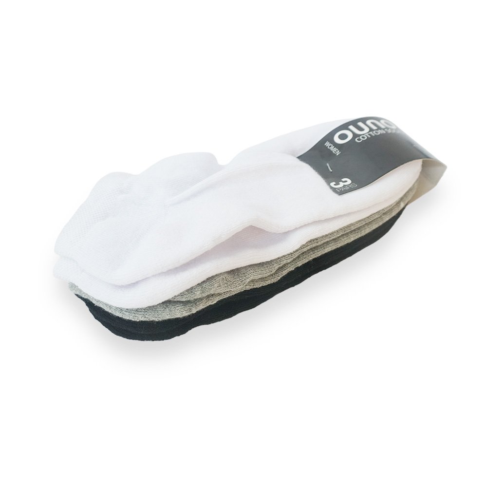 "Ouno Women Cotton Socks Set, Black, 3 Pairs"