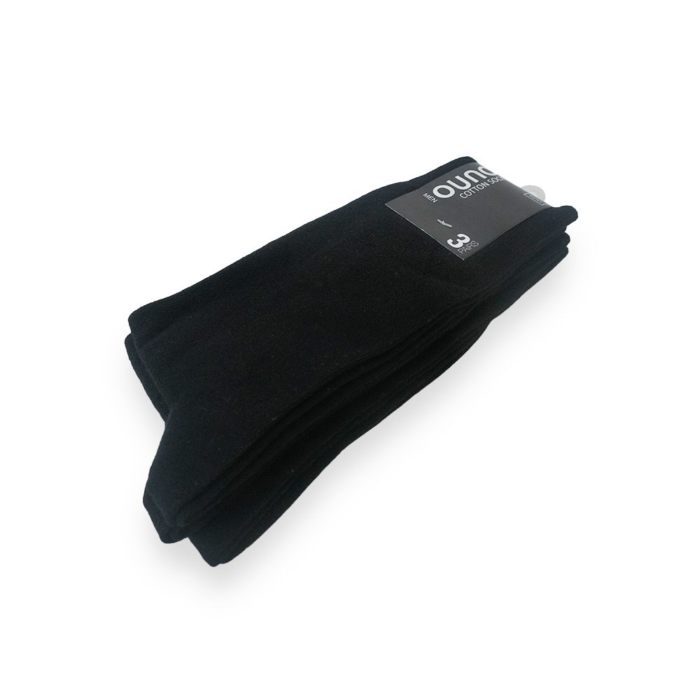 "Ouno Cotton Socks Set, Black, 3 Pairs"