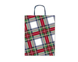Plaid Paper Gift Bag- 16x8x21cm
