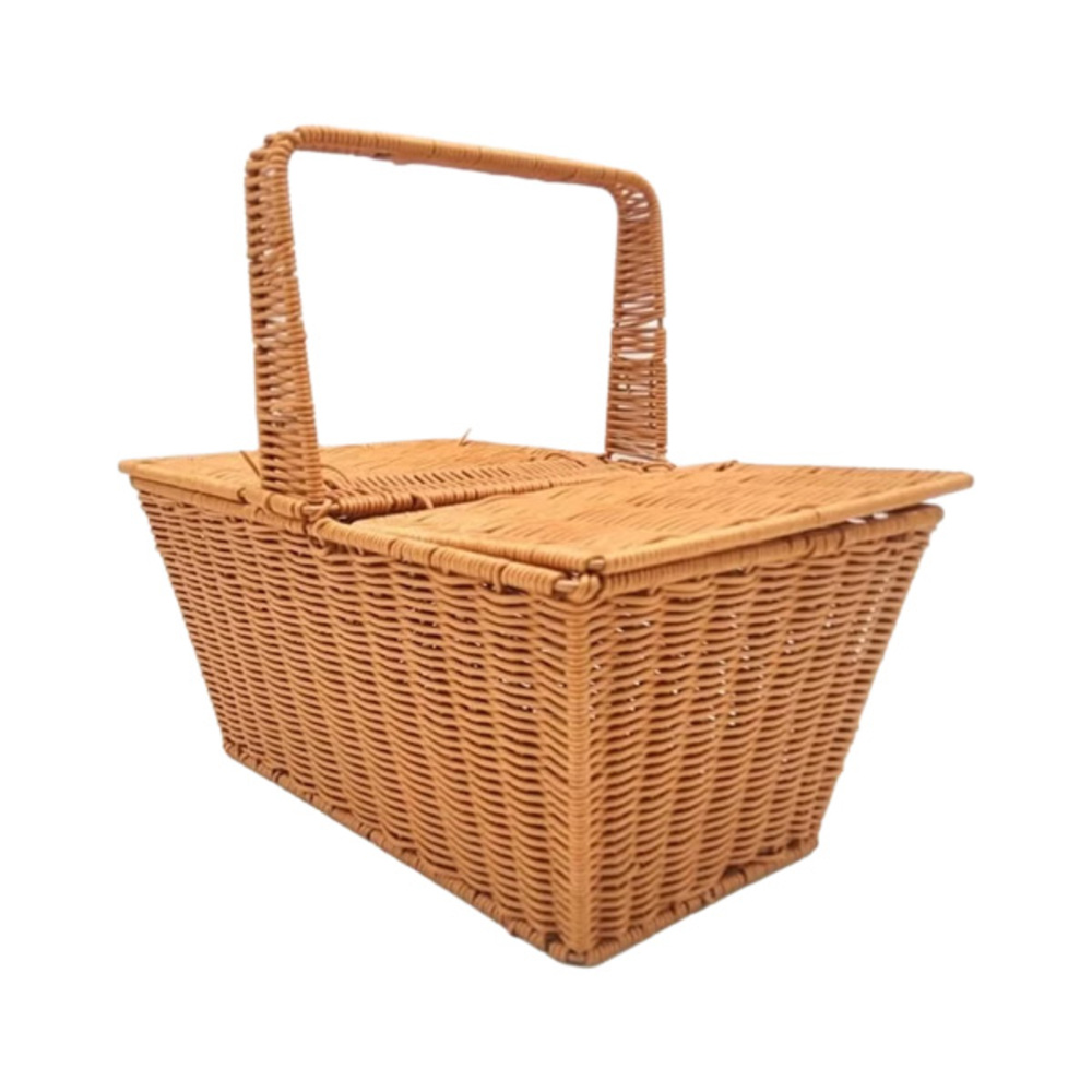 Rectangular Rattan Picnic Basket- 39x26x19cm