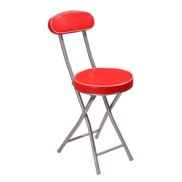 "Foldable Iron Chair- Red, 30x30x73cm"