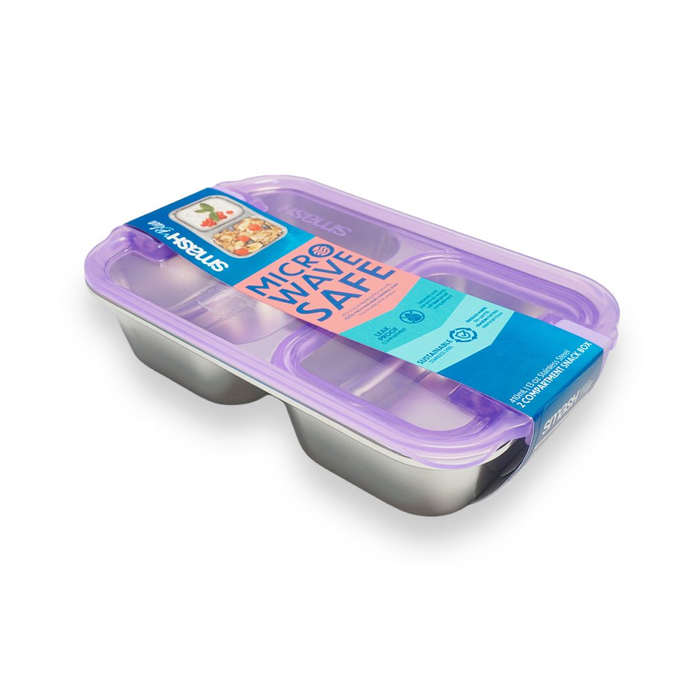 Smash Stainless Steel Wet and Dry Snack Bento, Purple