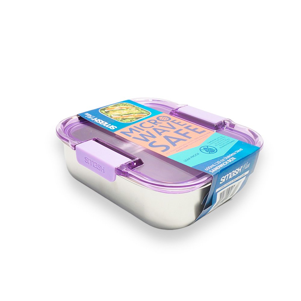 Smash Stainless Steel Meal Box, Purple, 600ml