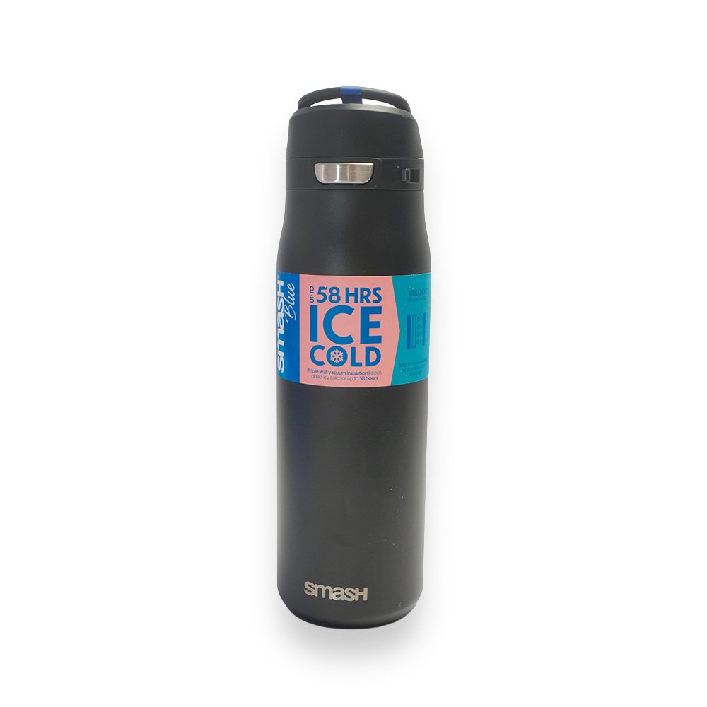 Smash Pure Chugger Stainless Steel Water Bottle, Black, 750ml