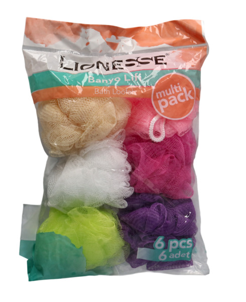 Lionesse Bath Loofah- Multi Pack 6 Pieces