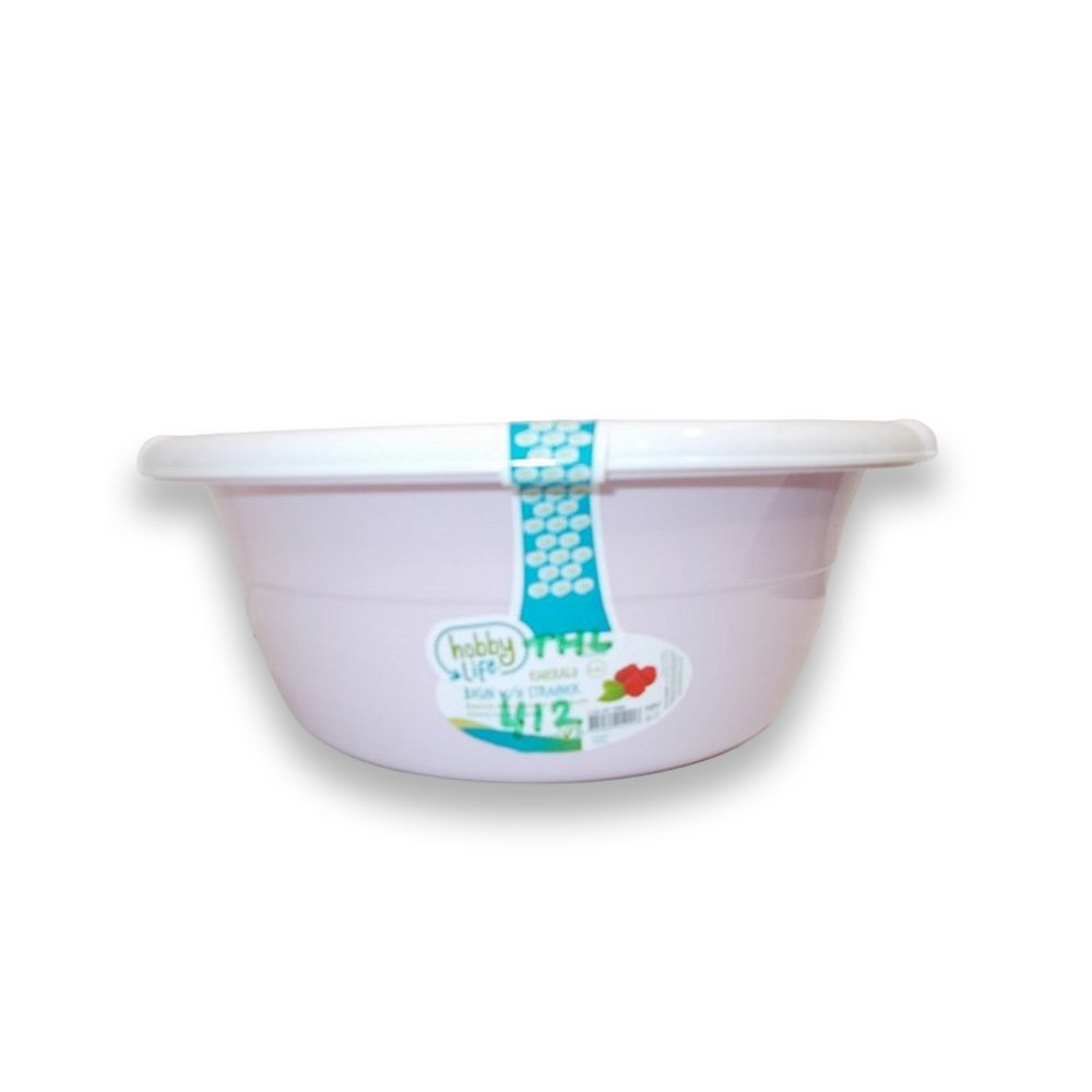 "Hobby Life Plastic Round Washing Basin with Strainer- Pastel Pink, 2.5 Liters"