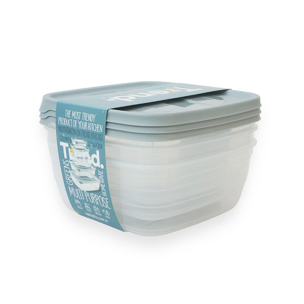 "Trend Food Storage Container Set, Gray, 2 Pieces"